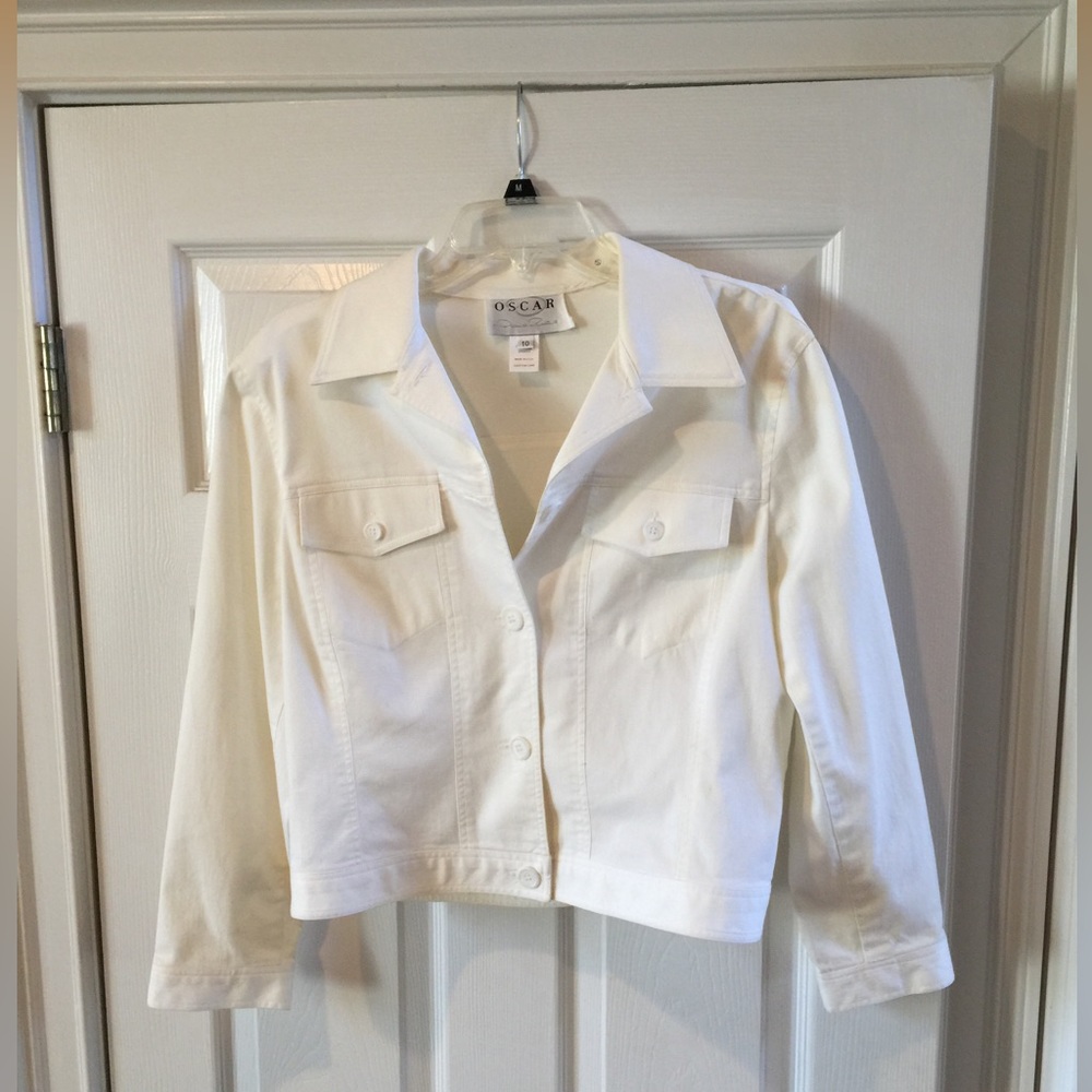 OSCAR by Oscar de la Renta White Denim Jacket